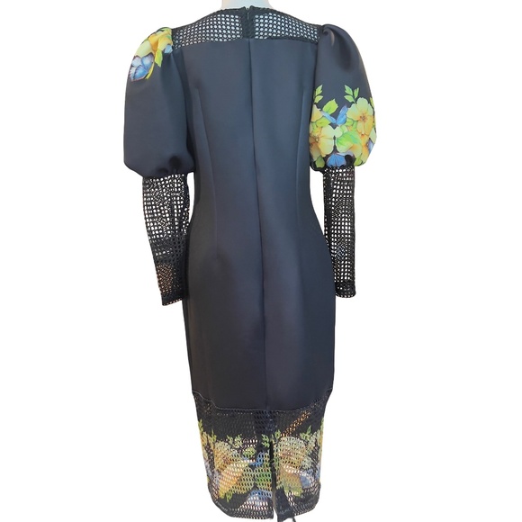 # A286 For Her NYC Cocktail Chic Artistic Glam Black Floral Mesh NWT M - Picture 2 of 7